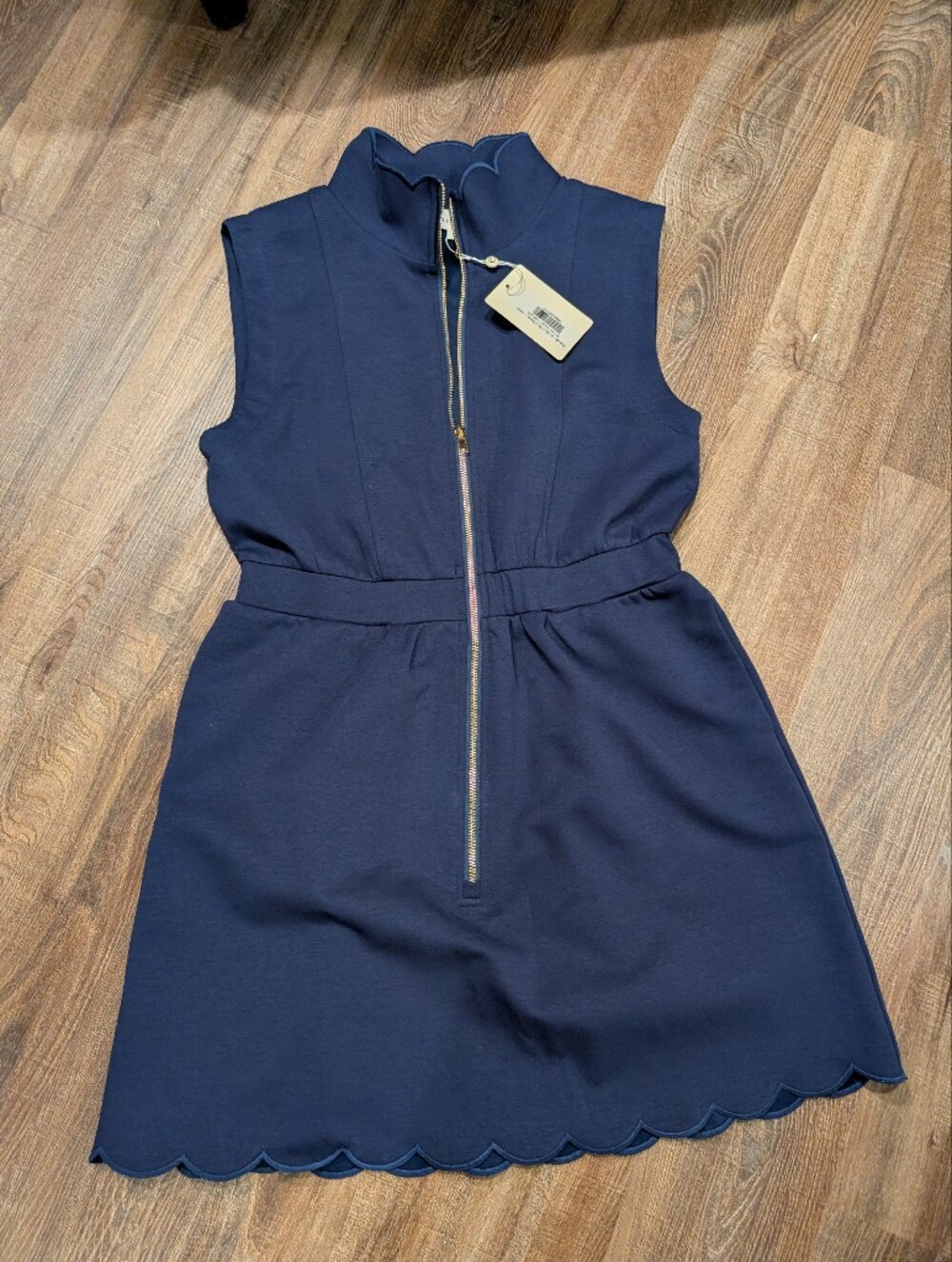 entro Navy Dress with Gold Zip Detail